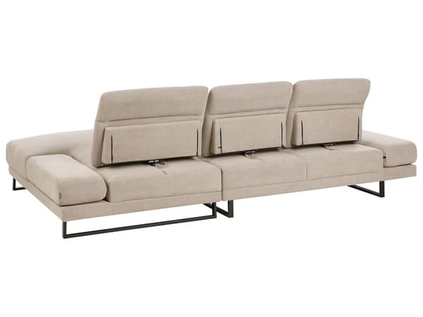 Hjørnesofa med Open End Taupe Stof Polyester 4 Personers Sofa med Chaiselong L Formet Sofa Dyb Blød Stofsofa Design Venstrevendt