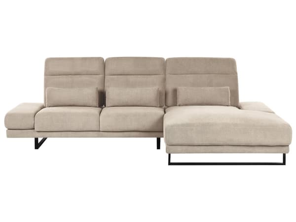 Hjørnesofa med Open End Taupe Stof Polyester 4 Personers Sofa med Chaiselong L Formet Sofa Dyb Blød Stofsofa Design Venstrevendt