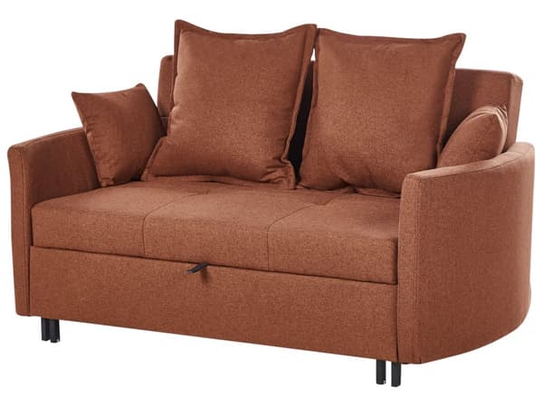 Sovesofa Brun Polyester 2 Personers Smart Sofaseng med Udtræk Kompakt Sofa Sove Udtræksseng Komfort Sovebriks med Splitback til Teenager