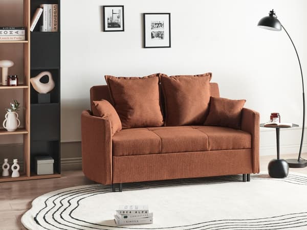 Sovesofa Brun Polyester 2 Personers Smart Sofaseng med Udtræk Kompakt Sofa Sove Udtræksseng Komfort Sovebriks med Splitback til Teenager