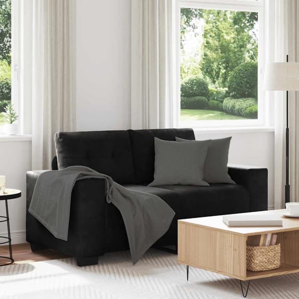 Loveseat soffa svart 120 cm sammet