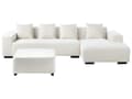 Miniatyrbilde 4 av 11: Venstre Hjørnesofa med Ottoman Hvit Boucle L-formet 4-seter med Kasteputer Moderne Design