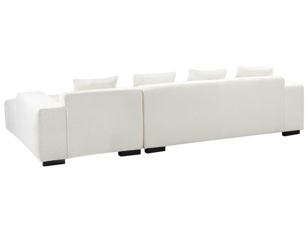 Venstre Hjørnesofa med Ottoman Hvit Boucle L-formet 4-seter med Kasteputer Moderne Design