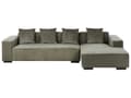 Miniatyrbilde 4 av 11: Venstrehånds Hjørnesofa Grønn Kordfløyel L-formet 4-seter Jumbo Cord med puter Moderne design
