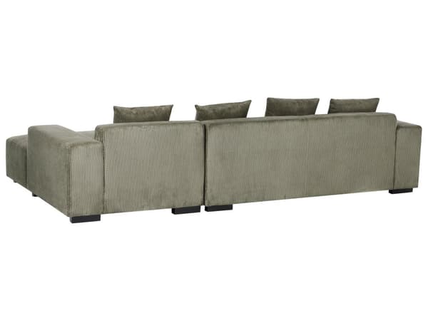 Venstrehånds Hjørnesofa Grønn Kordfløyel L-formet 4-seter Jumbo Cord med puter Moderne design