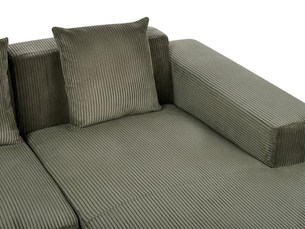 Venstrehånds Hjørnesofa Grønn Kordfløyel L-formet 4-seter Jumbo Cord med puter Moderne design
