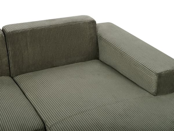 Venstrehånds Hjørnesofa Grønn Kordfløyel L-formet 4-seter Jumbo Cord med puter Moderne design