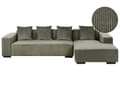 Miniatyrbilde 1 av 11: Venstrehånds Hjørnesofa Grønn Kordfløyel L-formet 4-seter Jumbo Cord med puter Moderne design