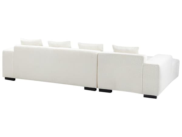 Høyre Hjørnesofa Hvit Boucle L-formet 4-seter med Kasteputer Moderne Design