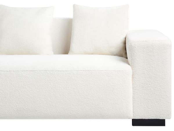 Høyre Hjørnesofa Hvit Boucle L-formet 4-seter med Kasteputer Moderne Design