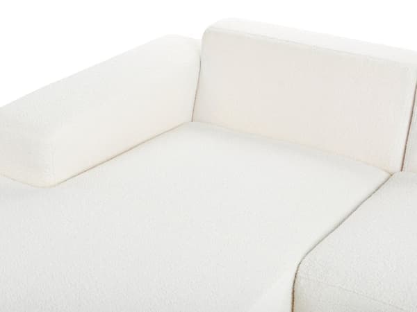 Høyre Hjørnesofa Hvit Boucle L-formet 4-seter med Kasteputer Moderne Design