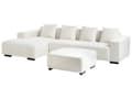 Miniatyrbilde 5 av 11: Høyre Hjørnesofa med Ottoman Hvit Boucle L-formet 4-seter med Kasteputer Moderne Design