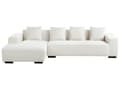 Miniatyrbilde 6 av 11: Høyre Hjørnesofa med Ottoman Hvit Boucle L-formet 4-seter med Kasteputer Moderne Design