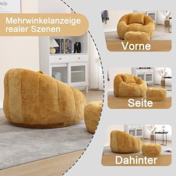 Skumminnesfåtölj - Soffa - 360° svängbar - Gul - 1 plats