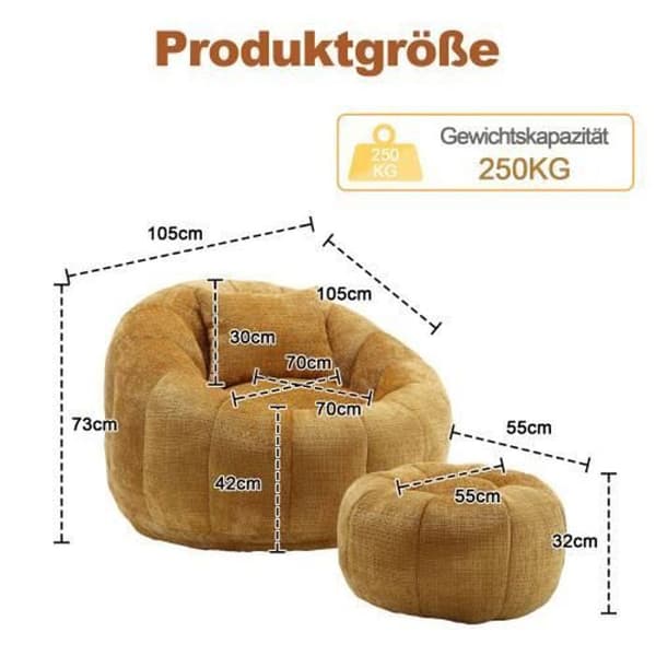 Skumminnesfåtölj - Soffa - 360° svängbar - Gul - 1 plats
