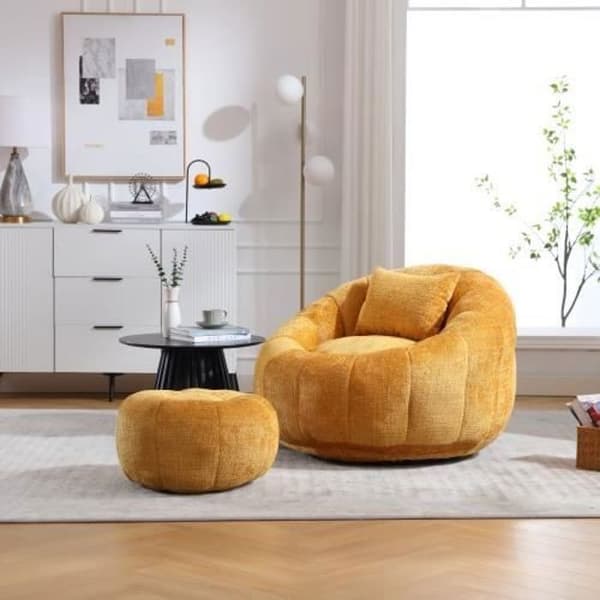 Skumminnesfåtölj - Soffa - 360° svängbar - Gul - 1 plats