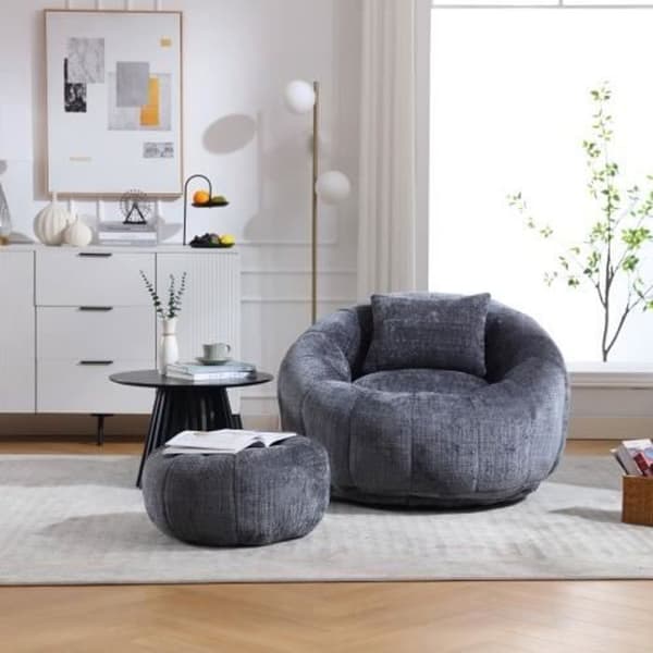 Chaiselongue Runda - Soffa - 360° Svängbar - Minnesskum - Grå - 1 plats