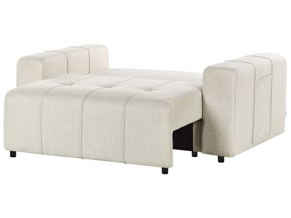 Sovesofa Beige Polyester 2 Personers Moderne Blød Sofa Sofaseng To Personers Designsofa Praktisk Splitback Stofsofa med Opbevaring