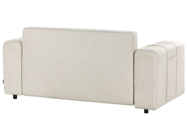 Sovesofa Beige Polyester 2 Personers Moderne Blød Sofa Sofaseng To Personers Designsofa Praktisk Splitback Stofsofa med Opbevaring