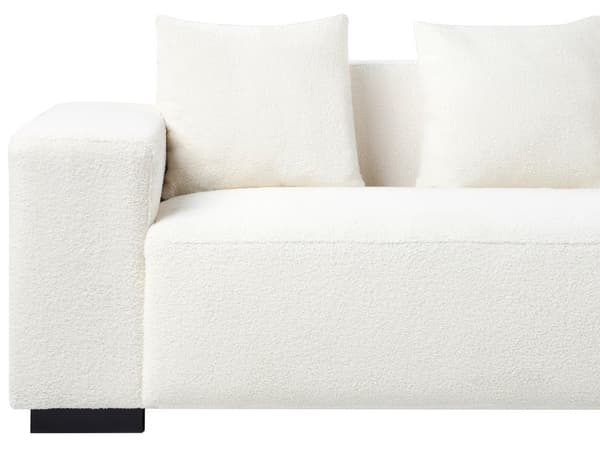 Hjørnesofa med Chaiselong Hvid Boucle 4 Personers Sofa L Formet Dyb Sofahjørne Siddemøbel Blød Stofsofa Venstrevendt Flydersofa