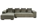 Miniatyrbillede 4 af 11: Hjørnesofa med Chaiselong Grøn Fløjl 4 Personers Sofa L Formet Dyb Sofahjørne Siddemøbel Blød Stofsofa Højrevendt Flydersofa