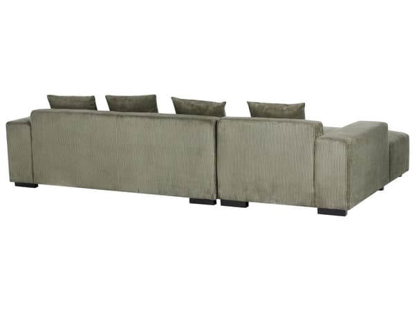 Hjørnesofa med Chaiselong Grøn Fløjl 4 Personers Sofa L Formet Dyb Sofahjørne Siddemøbel Blød Stofsofa Højrevendt Flydersofa