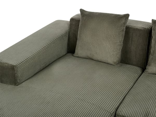 Hjørnesofa med Chaiselong Grøn Fløjl 4 Personers Sofa L Formet Dyb Sofahjørne Siddemøbel Blød Stofsofa Højrevendt Flydersofa