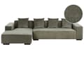 Miniatyrbillede 1 af 11: Hjørnesofa med Chaiselong Grøn Fløjl 4 Personers Sofa L Formet Dyb Sofahjørne Siddemøbel Blød Stofsofa Højrevendt Flydersofa