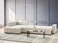 Miniatyrbilde 4 av 11: 4 Hjørneseter Sovesofa Høyrevendt Lys Beige Stoff Polstring med Oppbevaring Tykt Polstret Moderne Stil Stue Møbler
