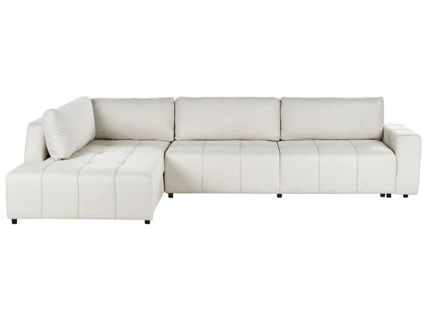 4 Hjørneseter Sovesofa Høyrevendt Lys Beige Stoff Polstring med Oppbevaring Tykt Polstret Moderne Stil Stue Møbler