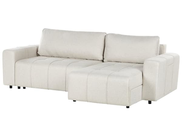 3 Hjørneseter Sovesofa Venstrevendt Lys Beige Stoff Polstring med Oppbevaring Tykt Polstret Moderne Stil Stue Møbler