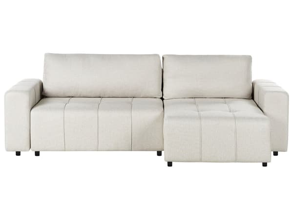 3 Hjørneseter Sovesofa Venstrevendt Lys Beige Stoff Polstring med Oppbevaring Tykt Polstret Moderne Stil Stue Møbler