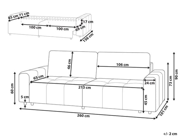 3-seters Sofa Lys Beige Stoff Polstring med Oppbevaring Tykt Polstret Moderne Stil Stue Møbler