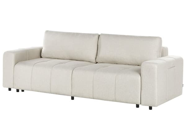 3-seters Sofa Lys Beige Stoff Polstring med Oppbevaring Tykt Polstret Moderne Stil Stue Møbler