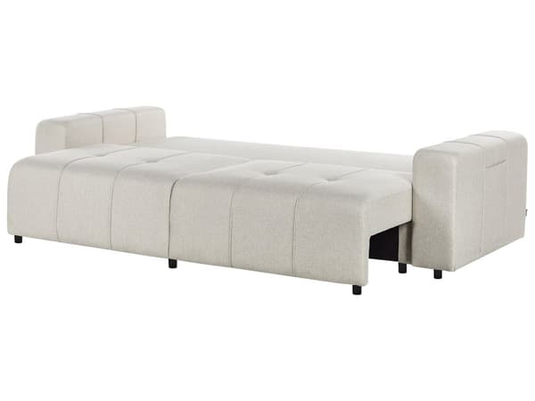 3-seters Sofa Lys Beige Stoff Polstring med Oppbevaring Tykt Polstret Moderne Stil Stue Møbler