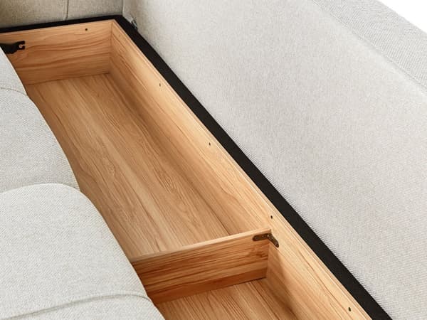 3-seters Sofa Lys Beige Stoff Polstring med Oppbevaring Tykt Polstret Moderne Stil Stue Møbler