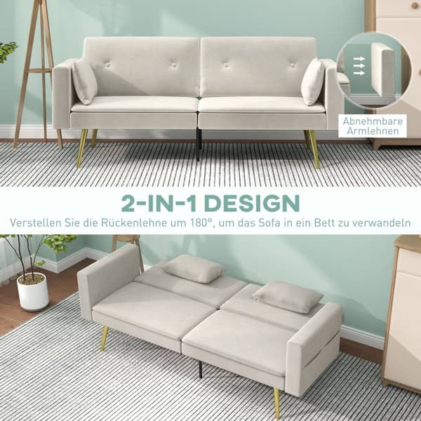 Rootz 2 -sits bäddsoffa - Cabriolet Couch - Sleeper Soffa - Velvet Comfort - 181W x 73d x 78,5H cm - Perfekt för vardagsrum och rum