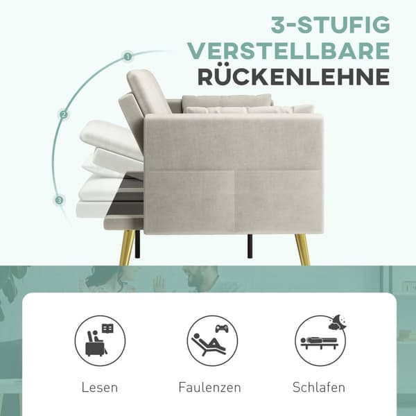 Rootz 2 -sits bäddsoffa - Cabriolet Couch - Sleeper Soffa - Velvet Comfort - 181W x 73d x 78,5H cm - Perfekt för vardagsrum och rum