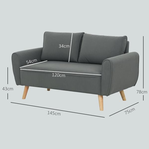 Rootz 2 -sits soffa - tyg soffa - liten soffa - lyxig komfort - 145 x 75 x 78 cm - antracit