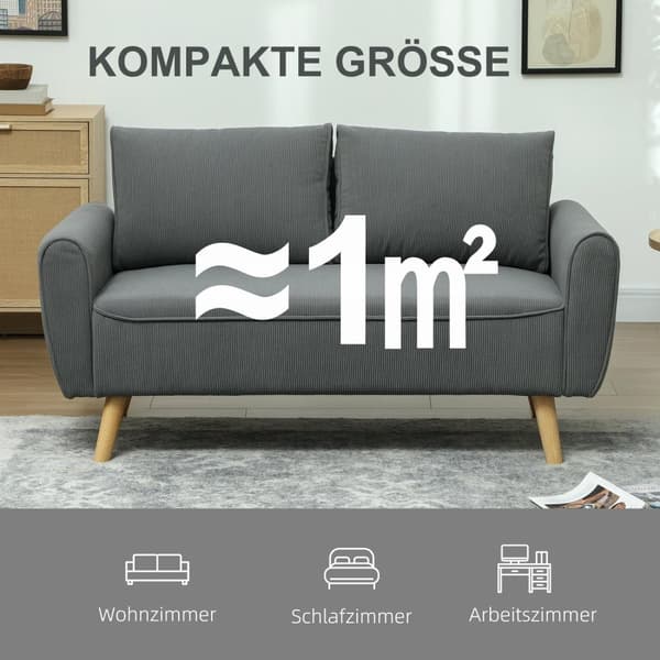 Rootz 2 -sits soffa - tyg soffa - liten soffa - lyxig komfort - 145 x 75 x 78 cm - antracit