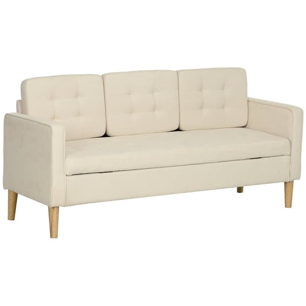 Rootz 3 -paikkainen sohva - verhoiltu sohva - Lounge -sohva - runsaasti tallennustilaa - 166,5 x 62 x 82 cm, valkoinen