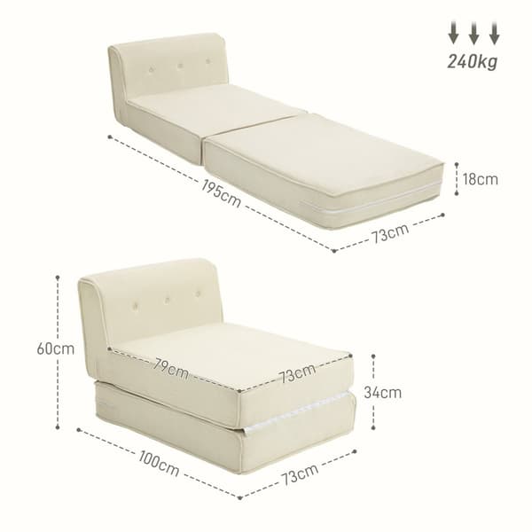 Rootz golv soffa - vikbar gästmadrass - kompakt soffa - lätt design - 73x100x60cm - vit - oöverträffad komfort