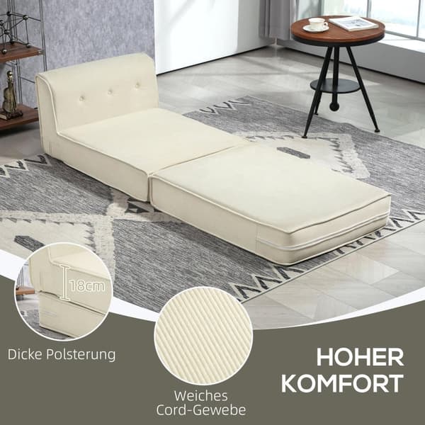 Rootz golv soffa - vikbar gästmadrass - kompakt soffa - lätt design - 73x100x60cm - vit - oöverträffad komfort