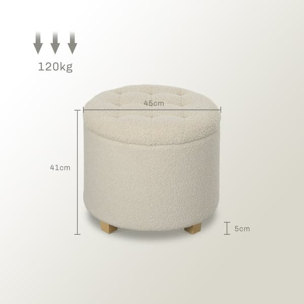 Rootz rund pall med förvaring - fotpall - ottoman - rymlig 31,8L lagring - Ø45 x 41H cm - brun