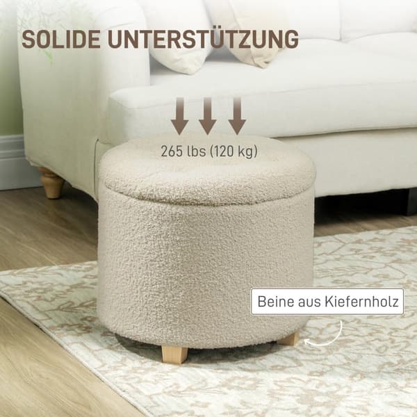 Rootz rund pall med förvaring - fotpall - ottoman - rymlig 31,8L lagring - Ø45 x 41H cm - brun