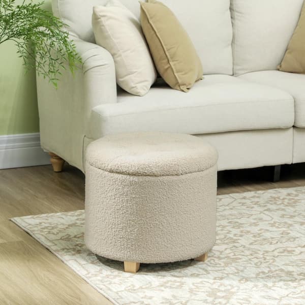 Rootz rund pall med förvaring - fotpall - ottoman - rymlig 31,8L lagring - Ø45 x 41H cm - brun