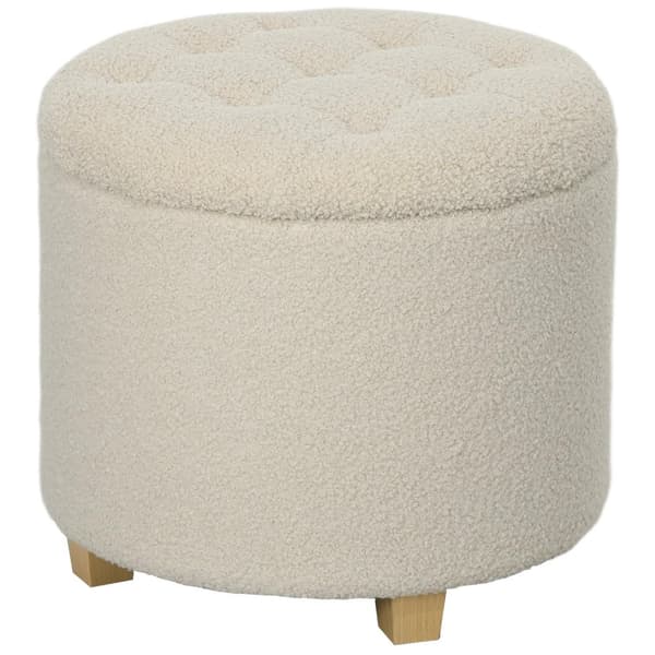 Rootz rund pall med förvaring - fotpall - ottoman - rymlig 31,8L lagring - Ø45 x 41H cm - brun