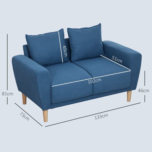 Rootz Two -sits soffa - Modern Couch - Tyg Loveat - Eucalyptus träram - Kompakt komfort - 133 x 73 x 81 cm