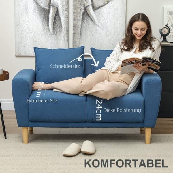 Rootz Two -sits soffa - Modern Couch - Tyg Loveat - Eucalyptus träram - Kompakt komfort - 133 x 73 x 81 cm
