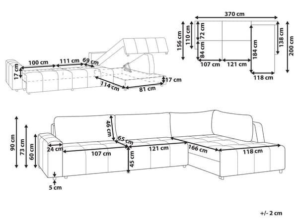 Sovesofa med Chaiselong Beige 4 Personers Sofa L Formet Dyb Sofaseng Siddemøbel Blød Stofsofa Design Hjørnesovesofa med Opbevaring